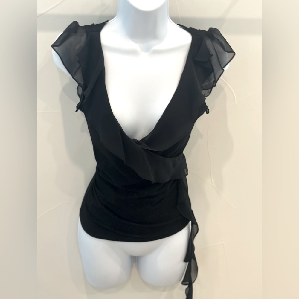 SOLD Arden B Black Ruffle Top - Small
